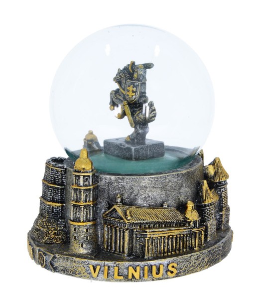 Suvenyrinis sniego rutulys su Lietuvos miestais ir Vyčiu